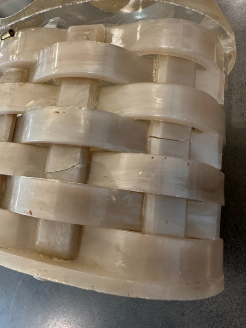 Vintage 1950s Lucite Woven Iridescent Opal Oval Purse Pocketbook 8” x 4” - Picture 15 of 16